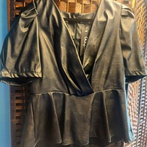 Plus Pu Wrap Peplum top